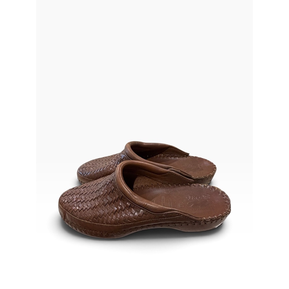 Natural Sport Vintage Woven Leather Mules Brown Western Boho Rustic Earthy 9M